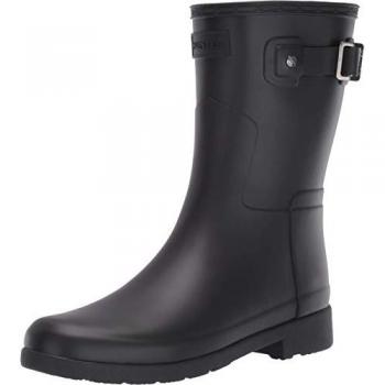 Hunter Women's Black Refined Slim Fit Short Waterproof Wellington Boots - Size 6