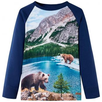 Camiseta infantil de manga larga azul marino 128