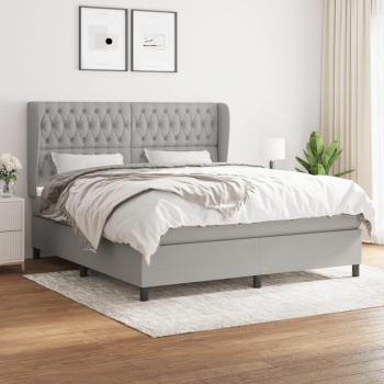 Cama box spring con colchón gris claro 180x200 cm