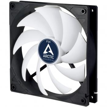 Arctic F14 Quiet Motor Low Noise 140mm Computer Case Fan with 1350 RPM Speed - Black & White