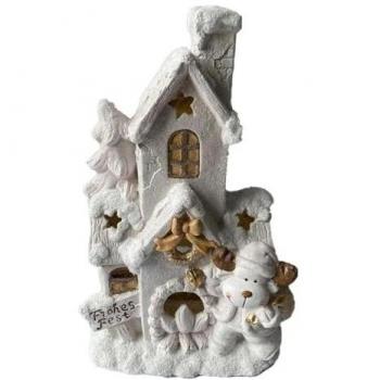 Adorno Navideño DKD Home Decor Casa Blanco Nevado 32 x 21 x 52 cm, material magnesia, color blanco nevado, dimensiones 32 cm de ancho x 21 cm de profundidad x 52 cm de altura