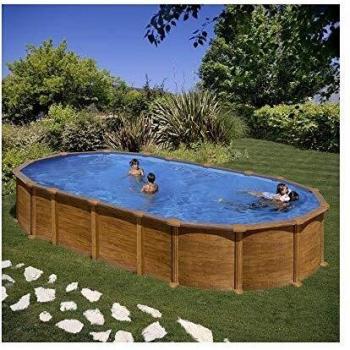Gre KITPROV7388WO Amazonia - Piscina Elevada Ovalada, Aspecto Madera, 730 x 375 x 132 cm