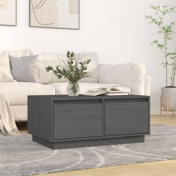 vidaXL Mesa de centro de madera maciza de pino gris 80x50x35 cm