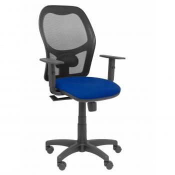 Silla de oficina Alocén malla negra asiento bali azul marino brazos regulables