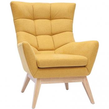 Sillón Brody tejido efecto aterciopelado texturizado amarillo mostaza