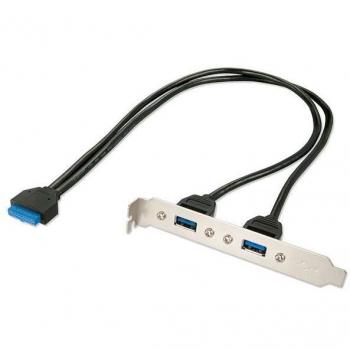 Lindy 33096 Adaptador de Cable USB 3.0 Interno, 2 x Puertos USB 3.0 a 1 x Conector Header de 20 Pines, Color Gris y Negro