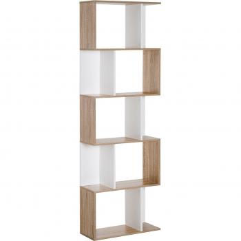 Estantería Homcom en Forma de S con Diseño Moderno y 5 Estantes para Salón u Oficina