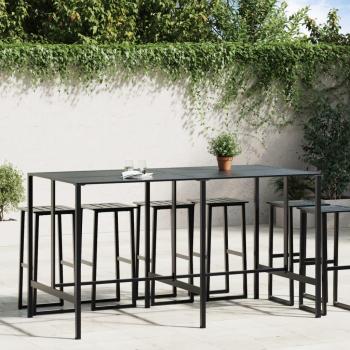 Mesa alta de bar de acero con recubrimiento en polvo negro, dimensiones 200x100x110 cm