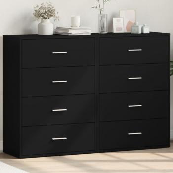 Aparadores de madera multicapa negro 60x31x84 cm - 2 piezas