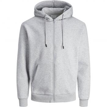 Jack & Jones Men's Zip-Up Hoodie JJEBRADLEY in Light Grey Melange, Regular Fit, XS