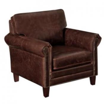 Sillón de cuero envejecido CASSANDRA - Marrón Chocolat