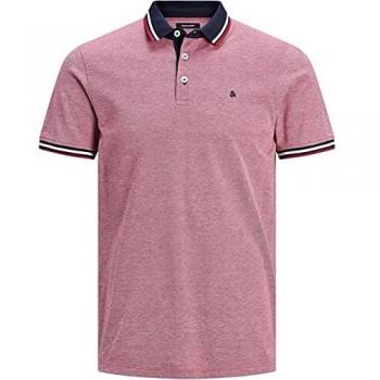 Jack & Jones Slim Fit Short Sleeve Polo Shirt Paulos in Rio Red