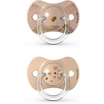 Chupete Suavinex Simétrico de Silicona 6-18 meses - Pack de 2 unidades Spread Joy Beige
