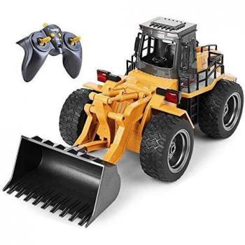 TopRace Cargador frontal funcional completo de 6 canales, control remoto RC Tractor excavadora de construcción con luces y sonidos de 2,4 GHz. TR-113G