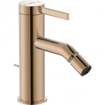 Grifo monomando para bidé Ona Roca con desagüe automático color oro rosado