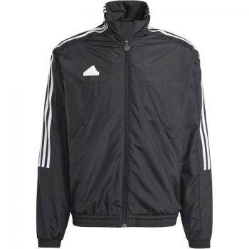 Chaqueta de chándal adidas House of Tiro para hombre, color negro, diseño moderno, tejido ligero y transpirable, cierre con cremallera completa, puños y dobladillo elásticos, dos bolsillos laterales con cremall