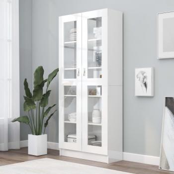 Vitrina de madera contrachapada blanca brillo 82,5x30,5x185,5 cm con múltiples capas