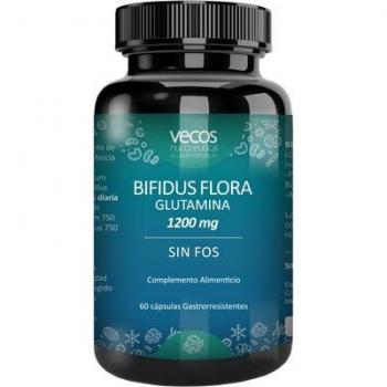 Vecos Nucoceuticals Probióticos Liofilizados con Glutamina 60 cápsulas - 5 x Bifidus Flora con glutamina 1200mg (sin FOS)