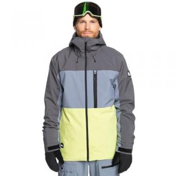 Quiksilver Sycamore - Chaqueta de nieve para hombre, con capucha, en color azul turquesa y gris, talla XXL