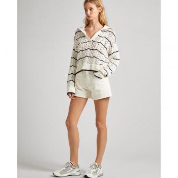 Pepe Jeans - Short de mujer vaquero corte A con bajo deshilachado, color blanco