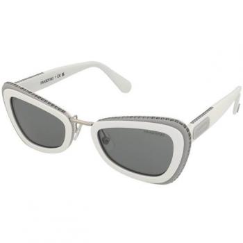 Swarovski SK6012 1012/1 Gafas de Sol Cat Eye Graduadas o No Graduadas para Mujer en Plástico Blanco y Gris, Tamaño M