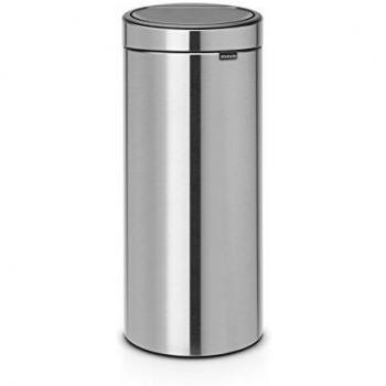 Brabantia Touch Bin Cubo de Basura, 30 litros, Anti-Huellas, De plástico, Acero Inoxidable, Mate antihuellas