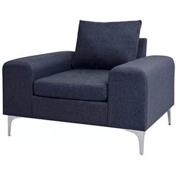 vidaXL Sillón Cojín Acero Tela Gris Claro Asiento Silla Taburete Sofá Mueble