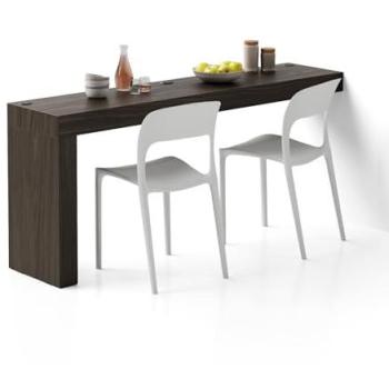 Mesa de comedor Evolution 180x40, nogal americano con una pata y cargador inalámbrico