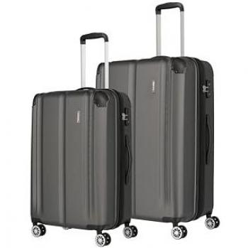 Travelite City Expandable 2-Piece Trolley Set - Grey Suitcase with 4 Wheels