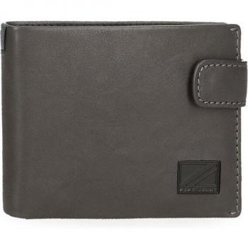 Pepe Jeans - Cartera vertical de piel Staple Gris con cierre de click