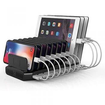 Unitek Estación de Carga rápida con Carga rápida 3.0, estación de Carga USB múltiple para múltiples Dispositivos, iPhone, iPad, Tableta, Kindle-Black