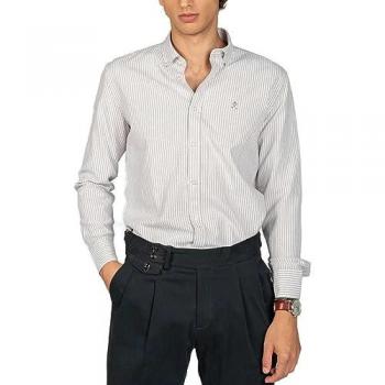 Camisa Militar Verde Harper Logan de Hombre | Diseño a Rayas | Manga Larga con Botones