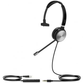 Yealink UH36 Mono Auricular Alámbrico USB/Jack 3.5mm con Diadema, Certificación UC y Teams, Color Negro