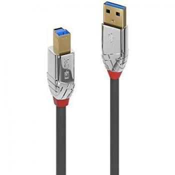 LINDY 36664 USB 3.0 Type A to B Cable, Cromo Line - Grey, 5m