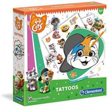 Clementoni-18573 - 44 Gatos Tatuajes - juego creativo a partir de 5 años