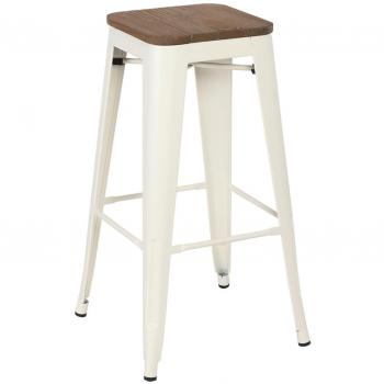 SuperStudio Hight Ural 78 - Taburete, asiento de madera, pintura en polvo, color blanco mate