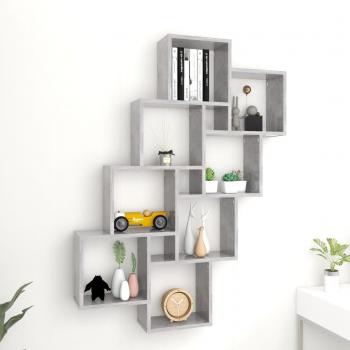 vidaXL Wall Cube Shelf - Concrete Grey, 90x15x119 cm, Engineered Wood