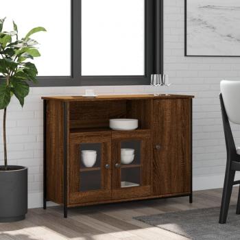 Aparador de madera de ingeniería 100x35x75 cm marrón roble, mueble de almacenaje para salón, buffet, armario auxiliar y armario de almacenamiento