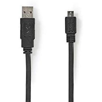Cable USB 2.0 Plano | USB-A Macho - Micro-B Macho | 1,0 m | Negro | PVC