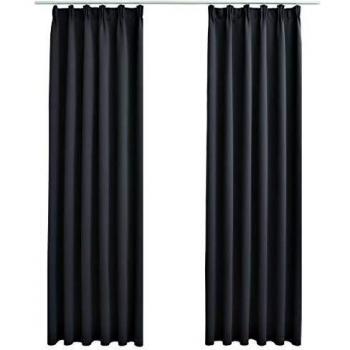 vidaXL Cortinas Opacas con Ganchos de 2 Piezas, 140 x 245 cm, Color Negro