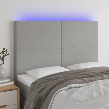 Cabecero LED Tejido 144x5x111/128 cm Gris Claro