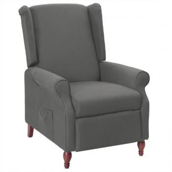 Sillón reclinable de tela gris claro con estructura robusta, mecanismo de reclinación ajustable, tapizado en tejido suave y transpirable, diseño moderno y elegante, ideal para salón o sala de estar