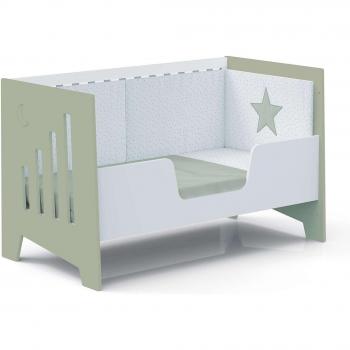 Cuna de colecho 5 en 1 Alondra Omni XL (70 x 140 cm) - Cuna-cama-sofá-escritorio verde-oliva