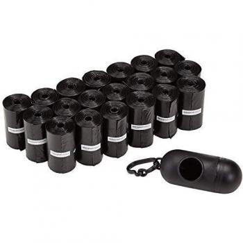 Amazon Basics - Bolsas para excrementos de perro con dispensador y clip para correa