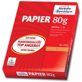 Papel Multifuncional A4 80 g/m² Mate, 500 Hojas - Avery Zweckform 2575