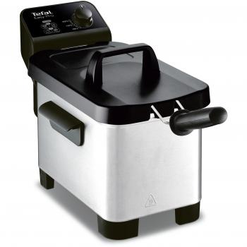 Freidora semiprofesional Easy Pro 3 L Tefal FR331070, zona fría y tapa de almacenaje de color gris/negro.