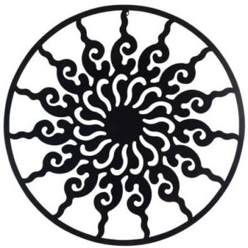 Adorno Sol Negro de Metal Signes Grimalt - Aplique Metal Mandalas Decorativos Pared 80x1x80cm