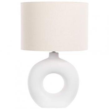Lámpara de mesa de cerámica blanco beige claro 58 cm con pantalla de tela art déco