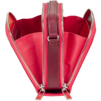 Dudu - Bandolera de mujer de piel con doble cremallera, bolso de hombro pequeño, cuero, multipocket, monedero