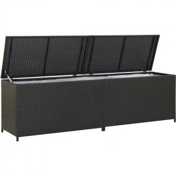 Baúl de almacenamiento para jardín de resina trenzada 200 x 50 x 60 cm negro